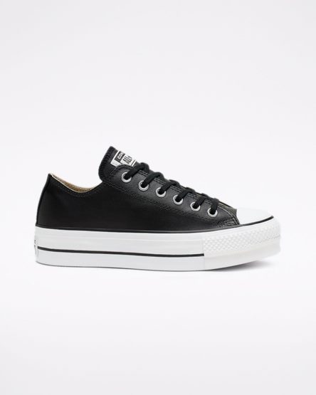 Topanky Na Platforme Converse Chuck Taylor All Star Lift Kozene Nizke Damske Čierne Biele | SK RJYHO3